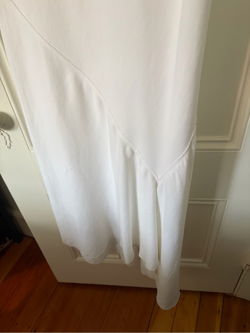 Draped asymmetrical linen blend maxi dress - Picture 5 of 8